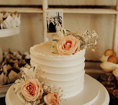 White and Pink Wedding Cake