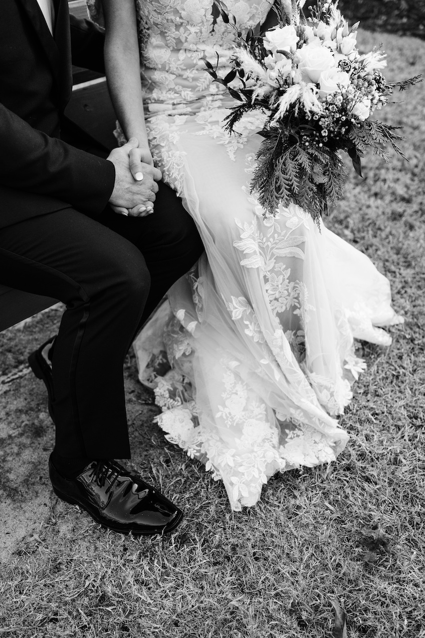 Black and White Winter Wedding Photo